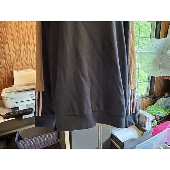 Adidas Sweatshirt womens Essentials Crewneck Logo Colorblock Blue & Tan NWT XL - Picture 3 of 11